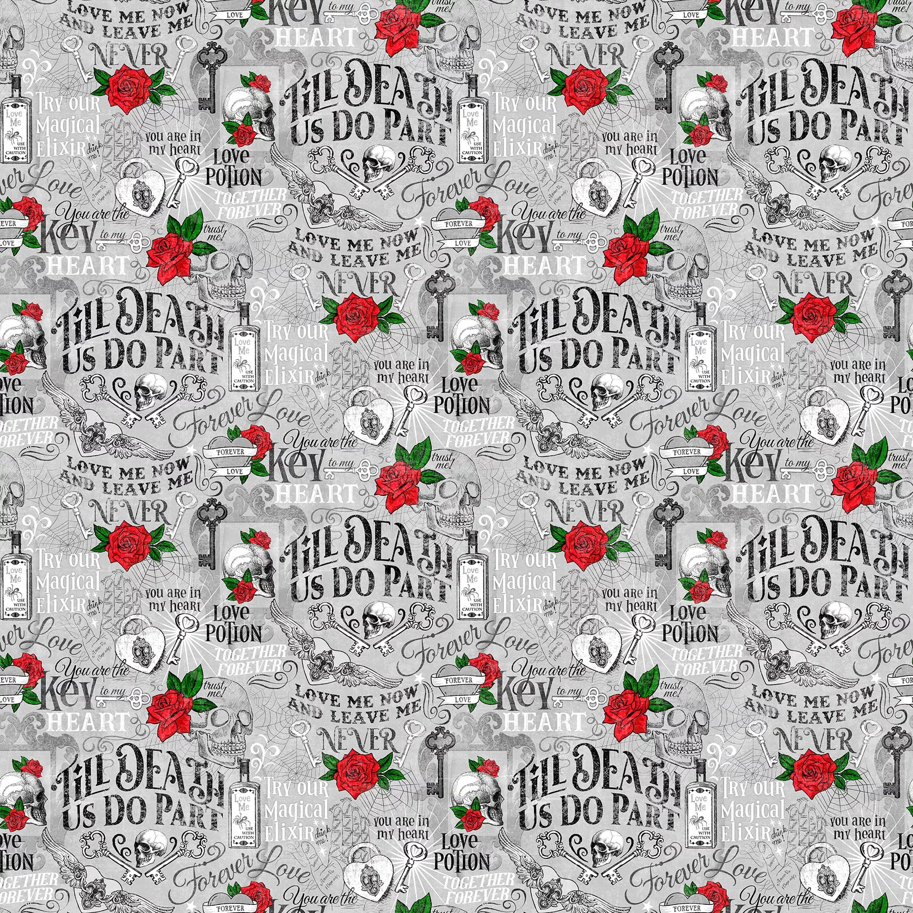 'Till Death Us Do Part by Deborah Edwards Lt Gray/Multi 28115-94 Cotton Woven Fabric