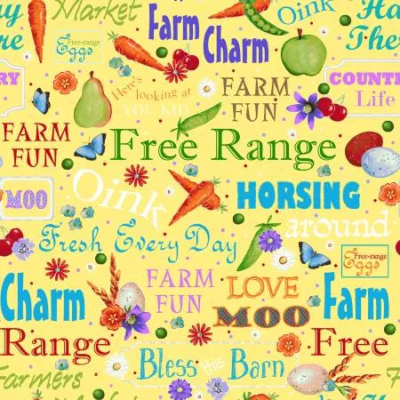 Yellow Words and Veggies