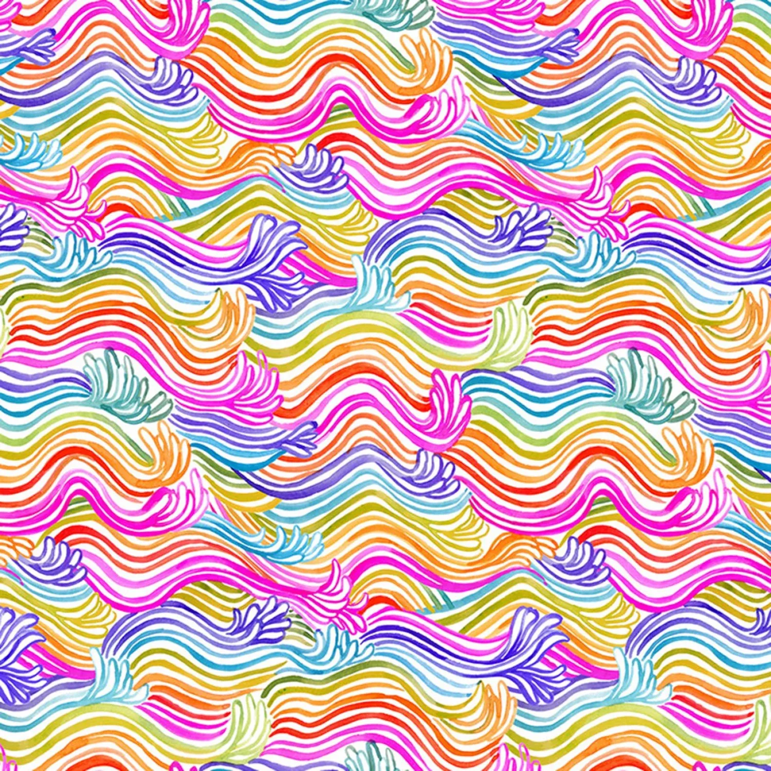 You're A Catch by Miriam Bos Rainbow WaveST-DMB2138MULT Cotton Woven Fabric