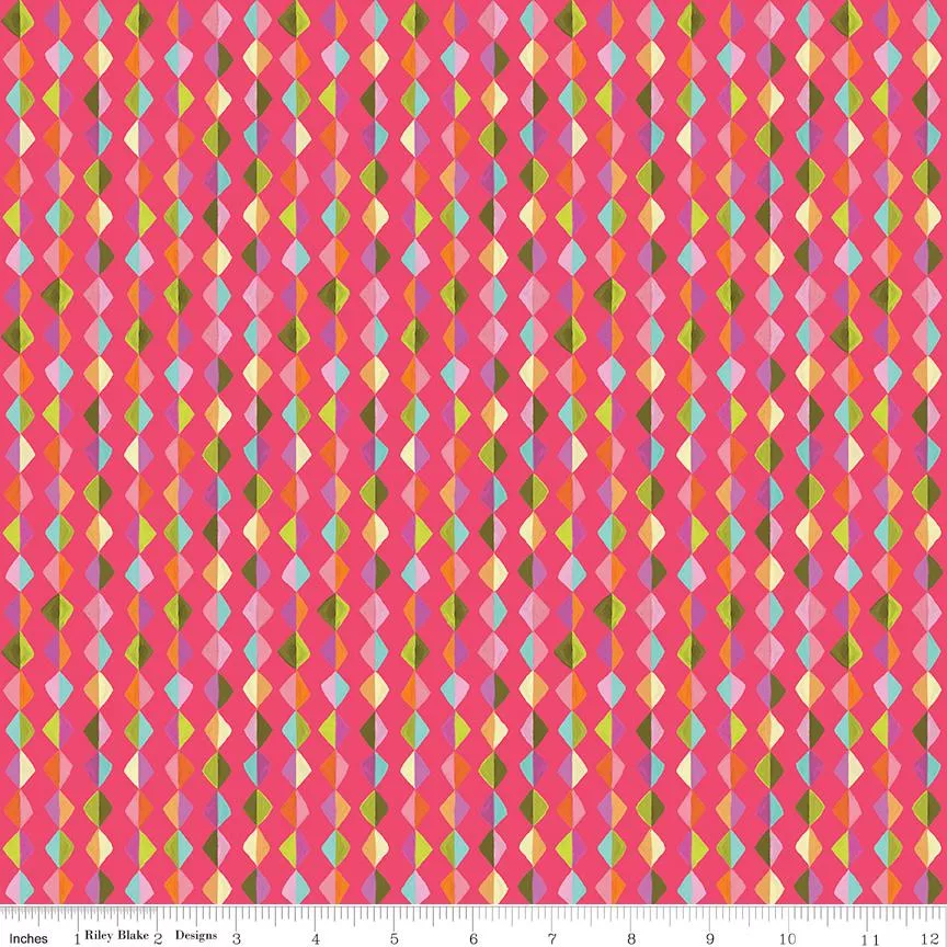 Zinnias Zinnias Kites Yardage C16696-HotPinkby Lila Tueller Sold in 1/2 yard increments cut continuously