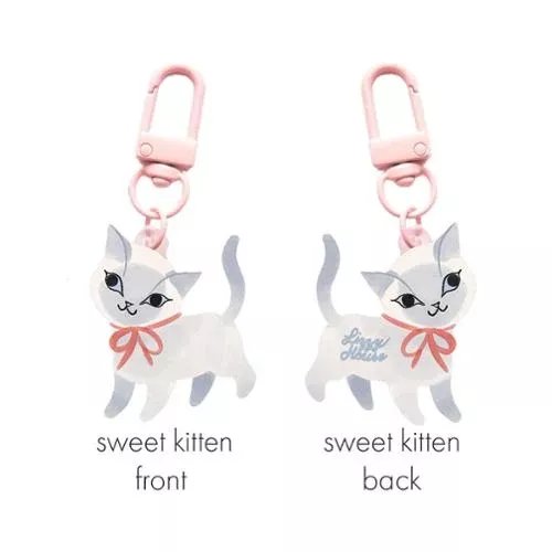 Zipper Glitter Charm Sweet Kitten LHFVZ004 by Lizzy House - Moda-