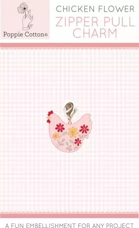 Zipper Pull Charm Chicken Flower