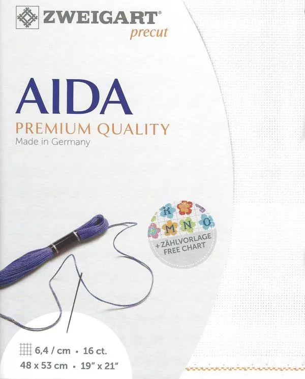 ZWEIGART AIDA - 16 count - 19" x 21" - 100 White